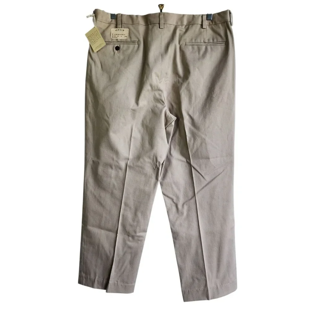 NWT Orvis Men's Wrinkle-Free Chinos Khaki Pleated Pants Size 38 100% Cotton